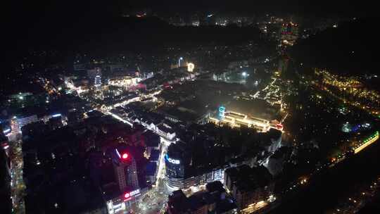 贵州遵义城市夜景灯光交通航拍