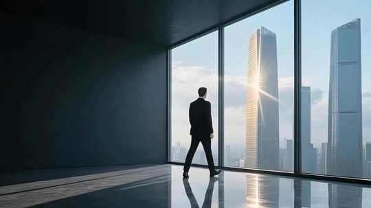 高端商务成功人士思考背影