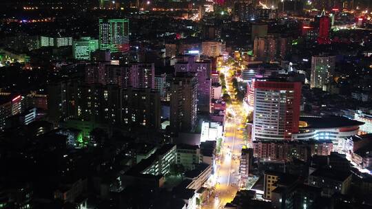 广西玉林夜景城市风光城郊城镇化落后