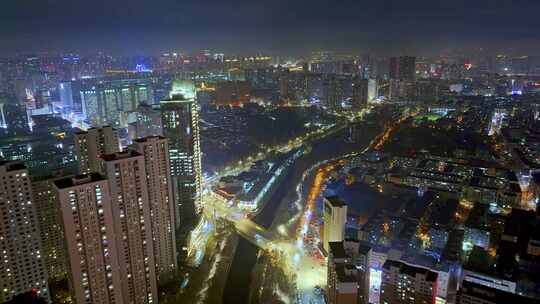 中国辽宁沈阳市夜景航拍