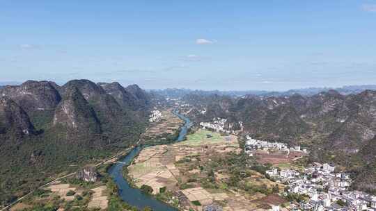 桂林阳朔十里画廊桂林山水风光航拍