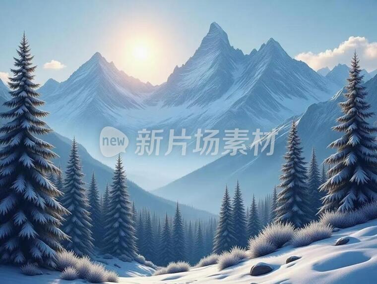 一张有雪山有树的图片3