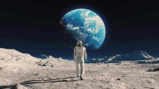 在月球上行走的宇航员视频素材模板下载