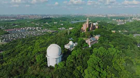 上海佘山天文台上海佘山天主教堂航拍