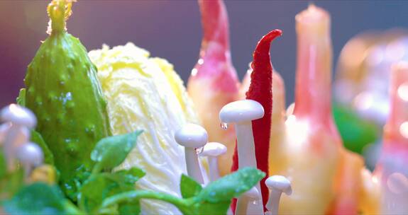 色彩鲜艳的新鲜蔬菜微景观特写