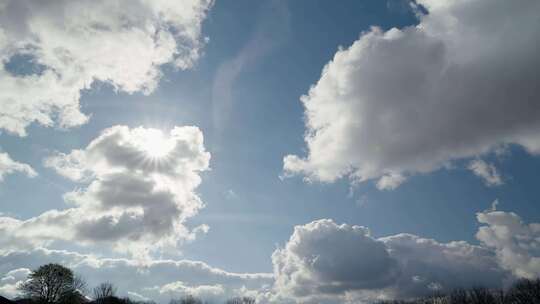 天空中太阳和云彩的时移