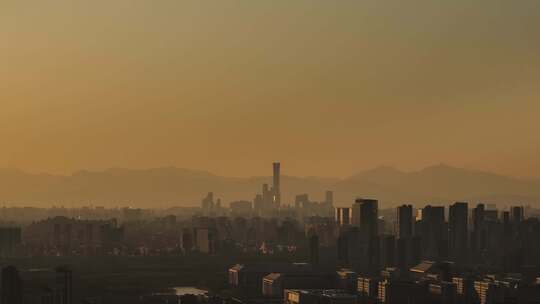 北京早密度国贸长焦航拍