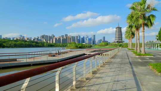 南宁五象湖公园 高楼大厦 城市风光大景