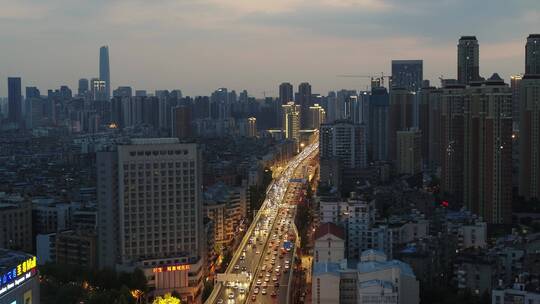 武汉市金桥立交桥航拍夜景城市灯光马路视频素材模板下载