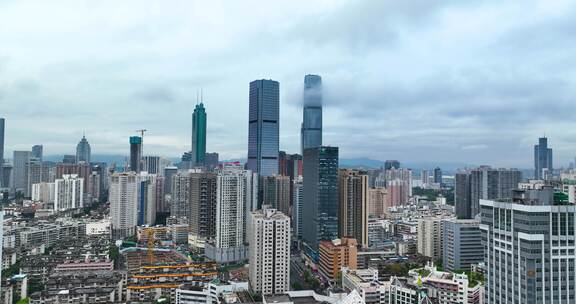 5K航拍雨后深圳高楼林立繁华都市全景