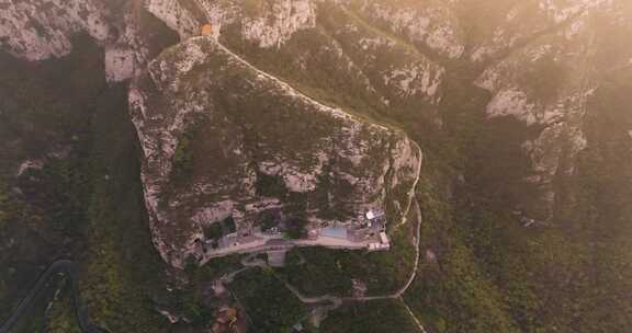 河北邯郸响堂山石窟晨曦航拍