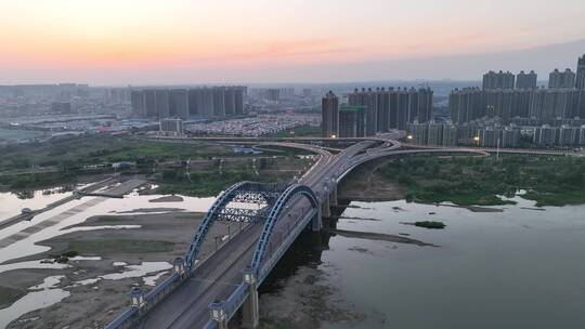 洛阳瀍河恒大绿洲李城桥东环桥航拍生态湿地