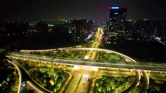 杭州萧山区市心路互通立交桥高架桥车流夜景