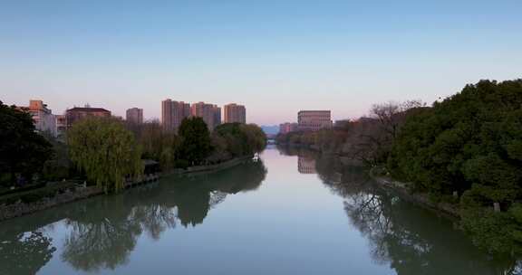 杭州拱墅区上塘河沿河夕阳风光合集