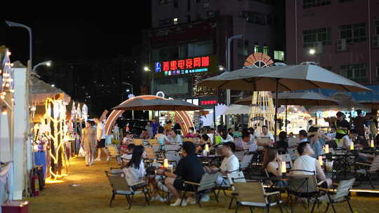 夜晚市集农贸市场美食食物小店