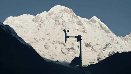 山，冬天，雪，剪影