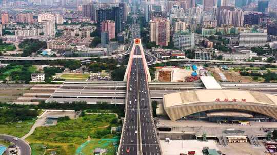 成都火车站附近交通俯瞰