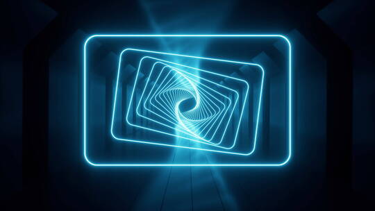 霓虹光线隧道背景3D渲染视频素材模板下载