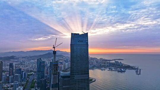 青岛海天中心浮山湾香港中路繁华建筑城市视频素材模板下载