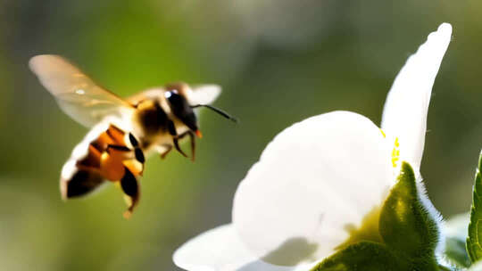 花丛中忙碌的蜜蜂采蜜
