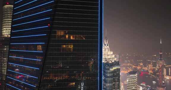 上海陆家嘴城市地标夜景航拍