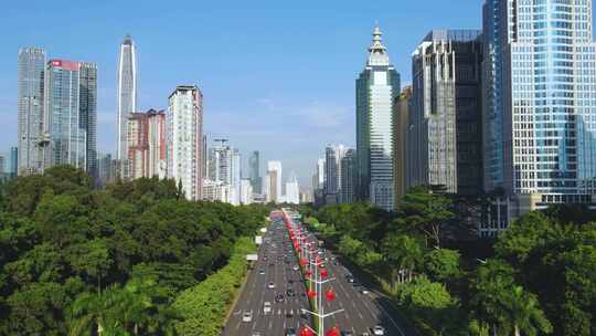 深圳福田滨河大道城市街道高楼景观