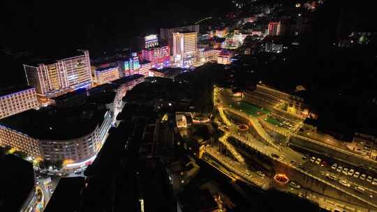 无人机航拍四川甘孜康定市城市夜景风光