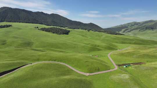 新疆伊犁伊昭公路昭苏草原航拍自然风光