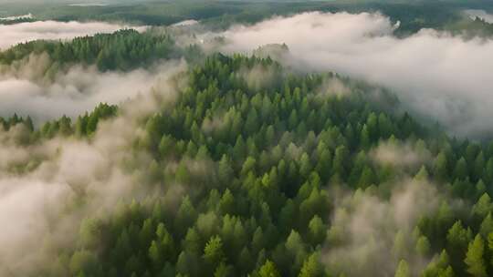 （合集）绿色森林 蓝天白云 航拍森林
