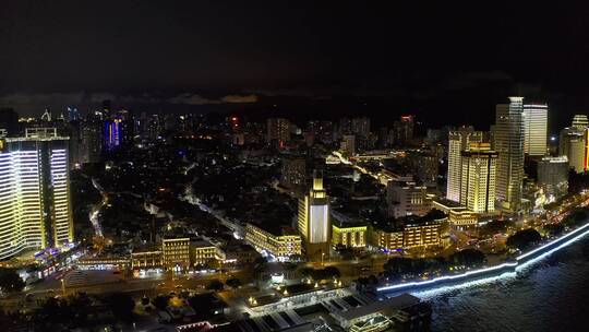 4K航拍厦门鹭江道灯光秀夜景