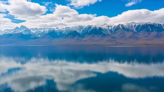 雪山湖泊全景自然风光