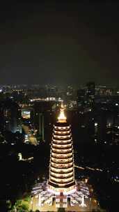 江苏常州天宁禅寺夜景竖屏