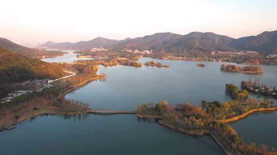 杭州湘湖秋天风景航拍