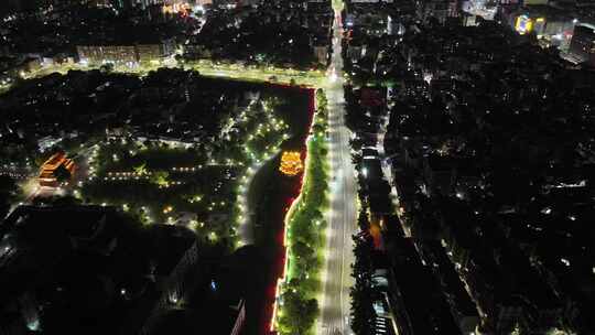 广东肇庆城市夜景交通航拍