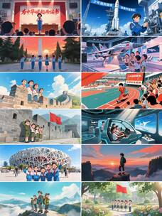 《少年少年祖国的春天》配乐 根据音乐制作高清在线视频素材下载