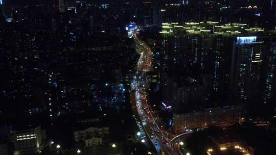 广州城市交通夜景航拍