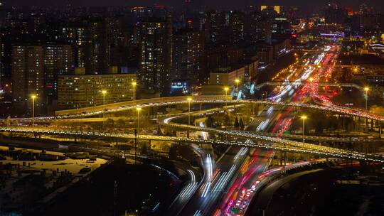 北京立交桥夜晚4K延时拍摄