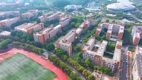 华南理工大学大学城校区航拍校园广州风景风