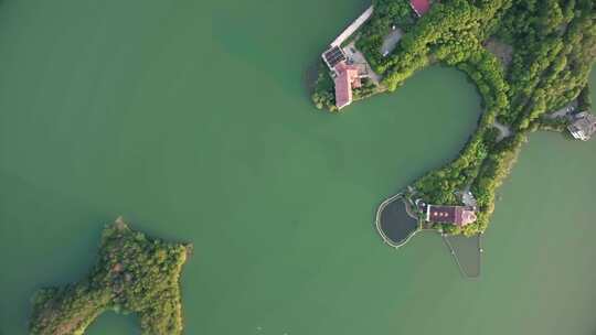 道观河水库湖心岛屿俯拍航拍