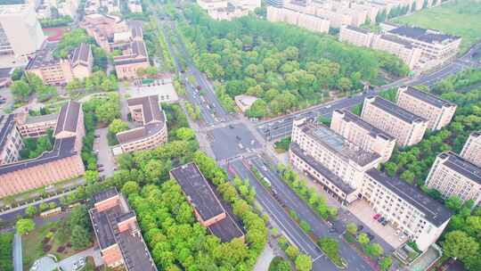 杭州滨文路城市道路街道风景航拍