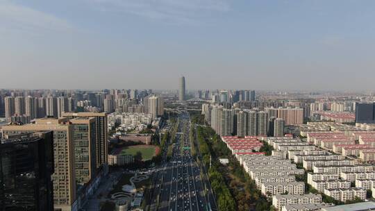 航拍 城市 拥堵 交通 车辆 行驶 郑州