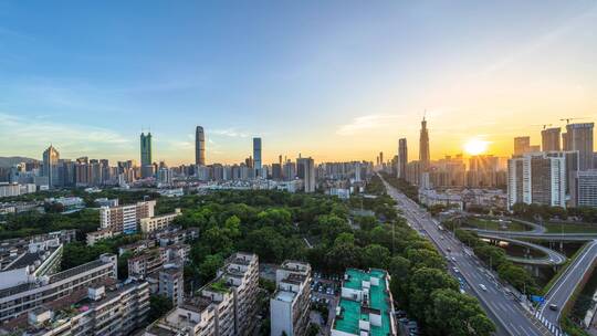 深圳罗湖地标日转夜延时