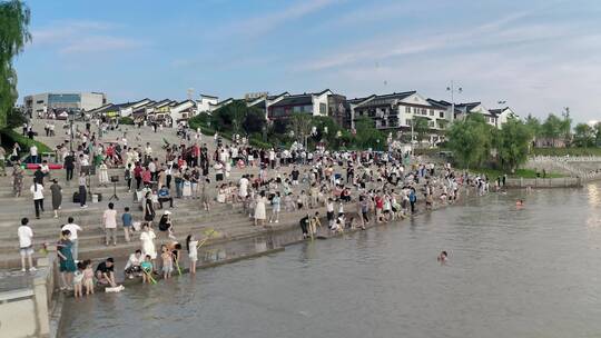 湖南洞庭湖风光带岳阳楼风景区航拍