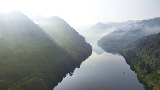 郴州东江湖小东江 日出山水航拍 绿水青山