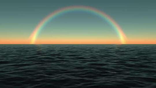 暴雨过后海平面上的彩虹