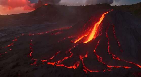 火山喷发各角度镜头