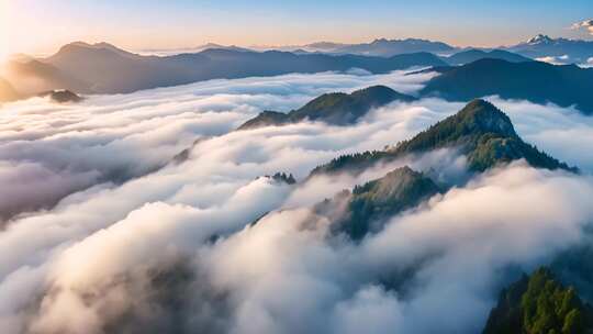 山峦云海日出俯瞰美景