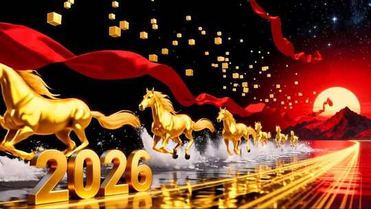 4k金色骏马奔跑2026年会合集