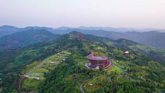 成都丹景山丹景台丹景阁日出龙泉山森林公园