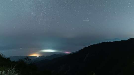 户外夜晚星空银河延时